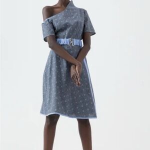 ZAGABO One-Shoulder Striped Dress